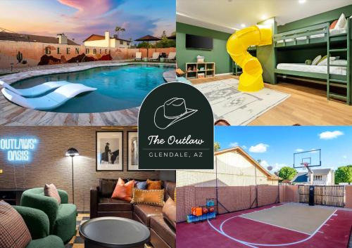 Slide into Fun Pool Games Fire Pit Sport Court